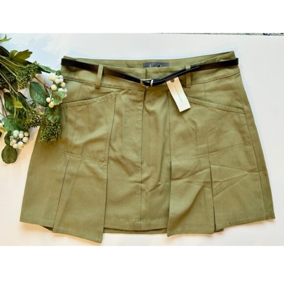 Anthropologie New Green Pilcro Pleated Utility Skort With Belt Size M So… - Picture 5 of 11